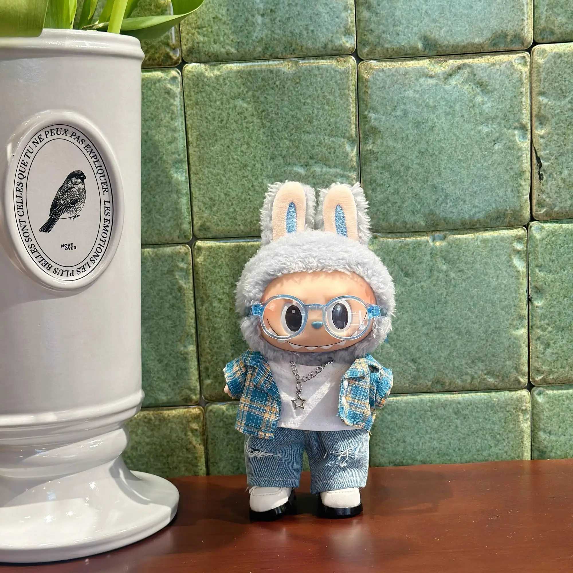 Labubu Streetwear Denim Set - Durable 15/17cm Doll Set with Enhanced Stitching and Hiccups Z250504