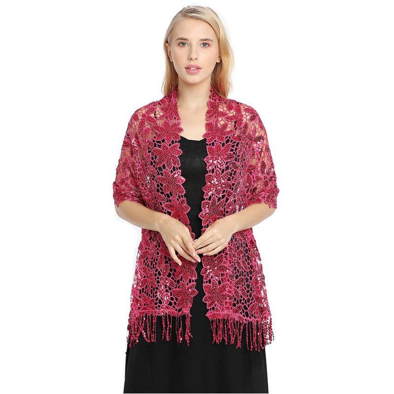 K621 Cross-border water-soluble sequined tassel shawl European and American dinner party cheongsam shawl high-end evening dress shawl for women