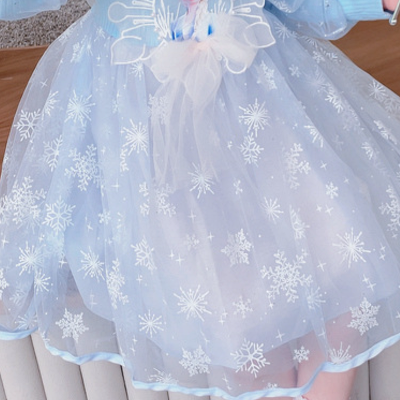 DISNEY Frozen Princess Elsa dress kids designer clothes Princess Girls' Autumn Long Sleeve Girls' Net Satin clothes