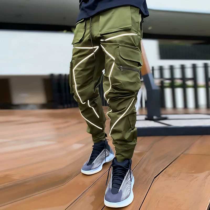 Mens Fitness Gym Jogger Casual Pants Sports Pants Fitness Trousers Hip Hop Cargo Pants Mens Street Clothing Mens Reflective Sports Track Pants W250505