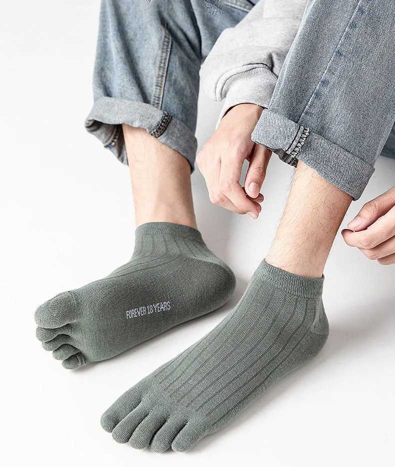 5 pairs of mens breathable cotton casual thin high-quality five finger socks low cut ankle mens sports running socks Z250505-1