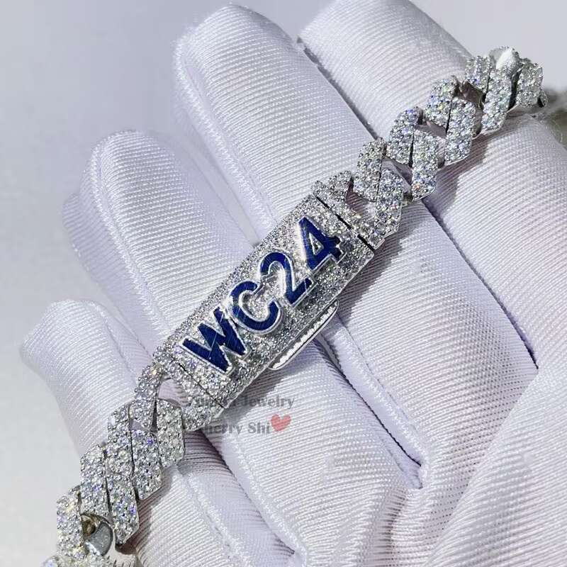 Zuanfa Jewelry Custom Made Name Clasp Miami VVS Moissanite Diamond 10MM Cuban Link Necklace Iced Out Cuban Chain