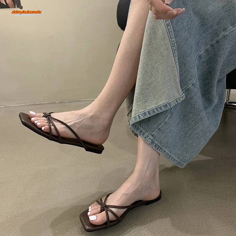 Summer Beach Flip Flop Women's Flats Slippers Comfort Slip On Slides Casual Dress Street Style Shoes ddmykukumalu