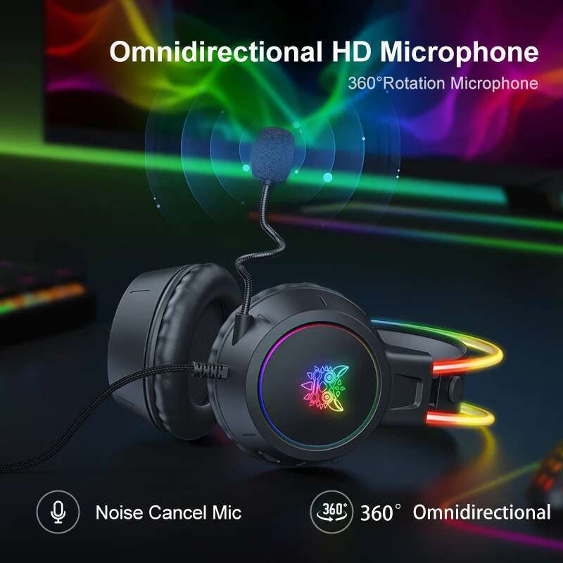ONIKUMA RGB Headphones with HD Flexible Mic 3.5mm Gaming Headsets For PC Xbox PS4 PS5 Switch Computer Games