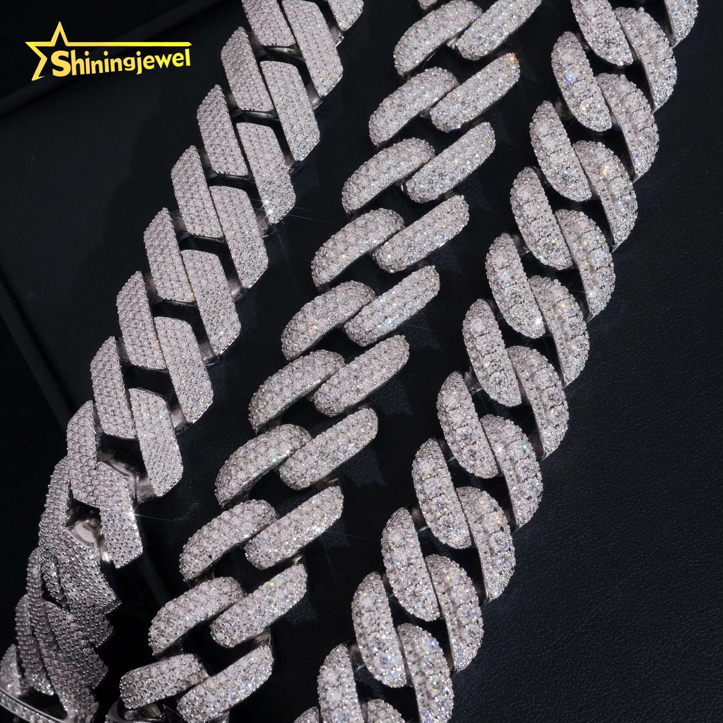 Mens Cuban Bracelet Sterling Silver 925 Luxury Gold Plated VVS GRA Moissanite Pass Diamond Test Hip Hop Cuban Link Chain