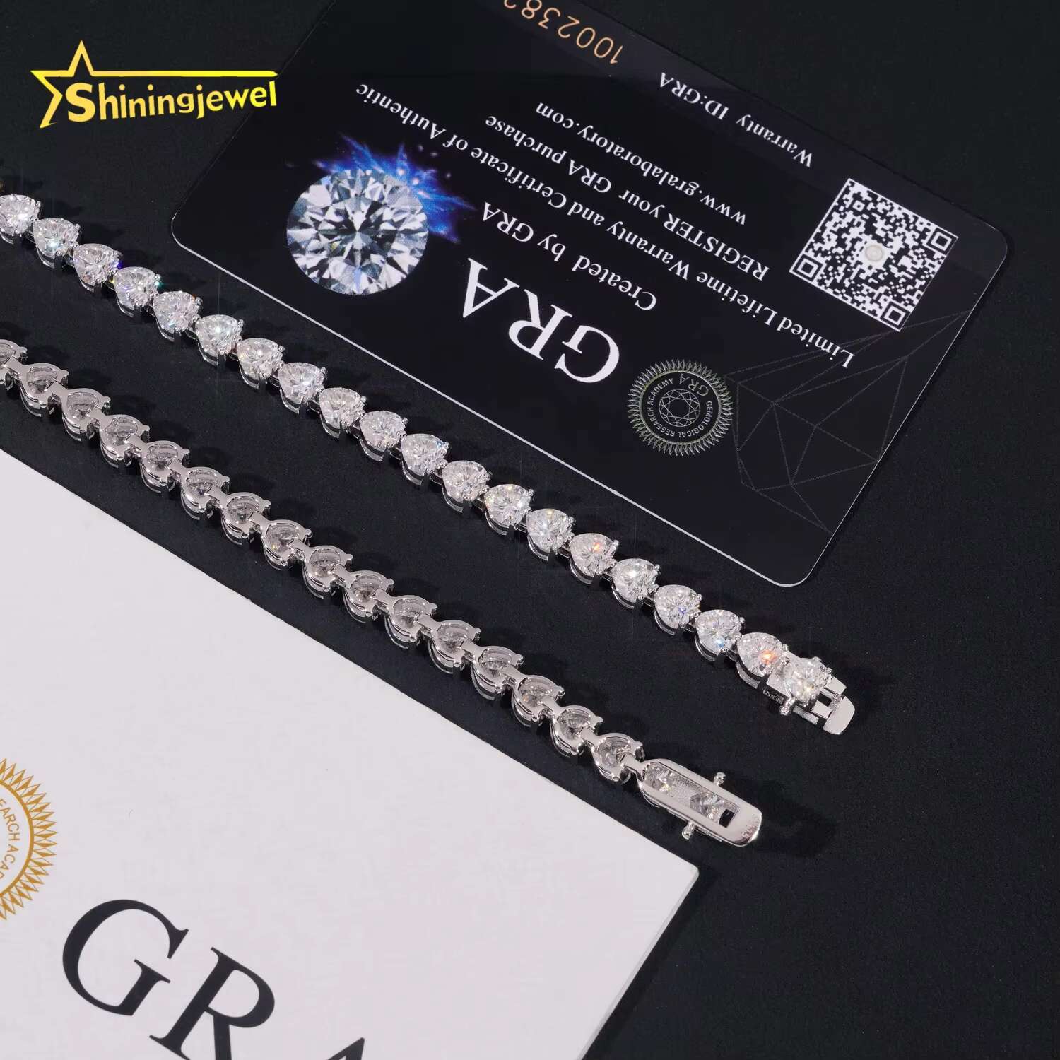 Trendy 925 Sterling Silver Heart Cut Moissanite Tennis Bracelet Iced Out Men Women Moissanite Bracelet Daily Wear