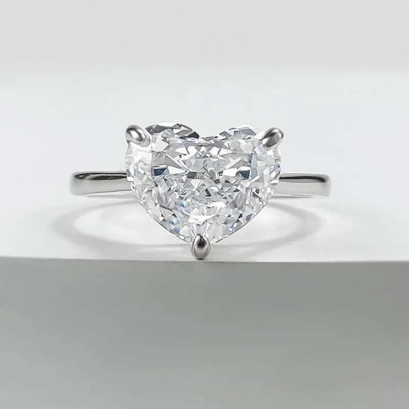 Valuable Heart Lab Diamond Ring 100% Real 925 Sterling Silver Engagement Wedding Band Rings for Women Bridal Promise Jewelry