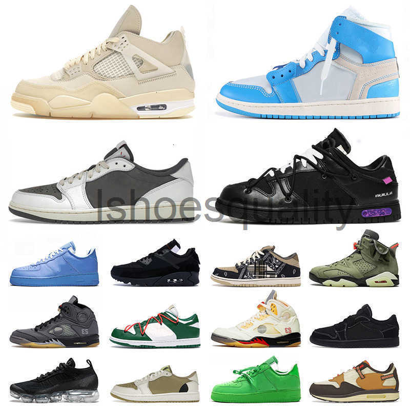 Designer Traviss Olive OW Outdoor shoes Mens Womens Ts 1 1s Low Reverse Mocha Sail 4 White 5 Fire Red 6 Mca black phantom fragment Sports Sneakers Trainers