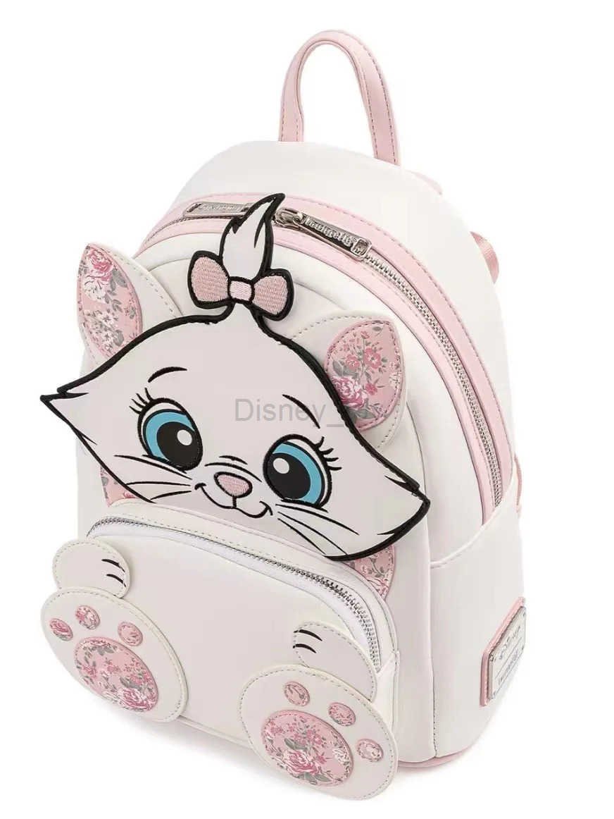 Disney The Aristocats Marie Lady Floral Footsy Double Strap Shoulder Bag Mini Backpack Cute Backpack Bags for Women School Backpack Y250614