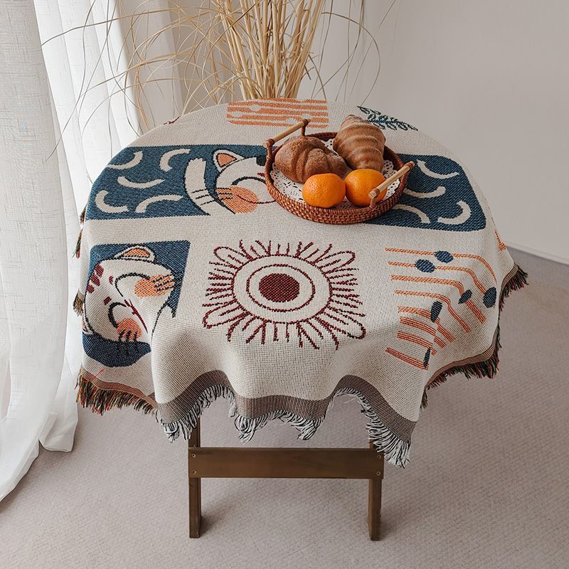 XX0400 multifunctional woven tablecloth retro ethnic style round table square table cloth table mat can be used as sofa cover blanket