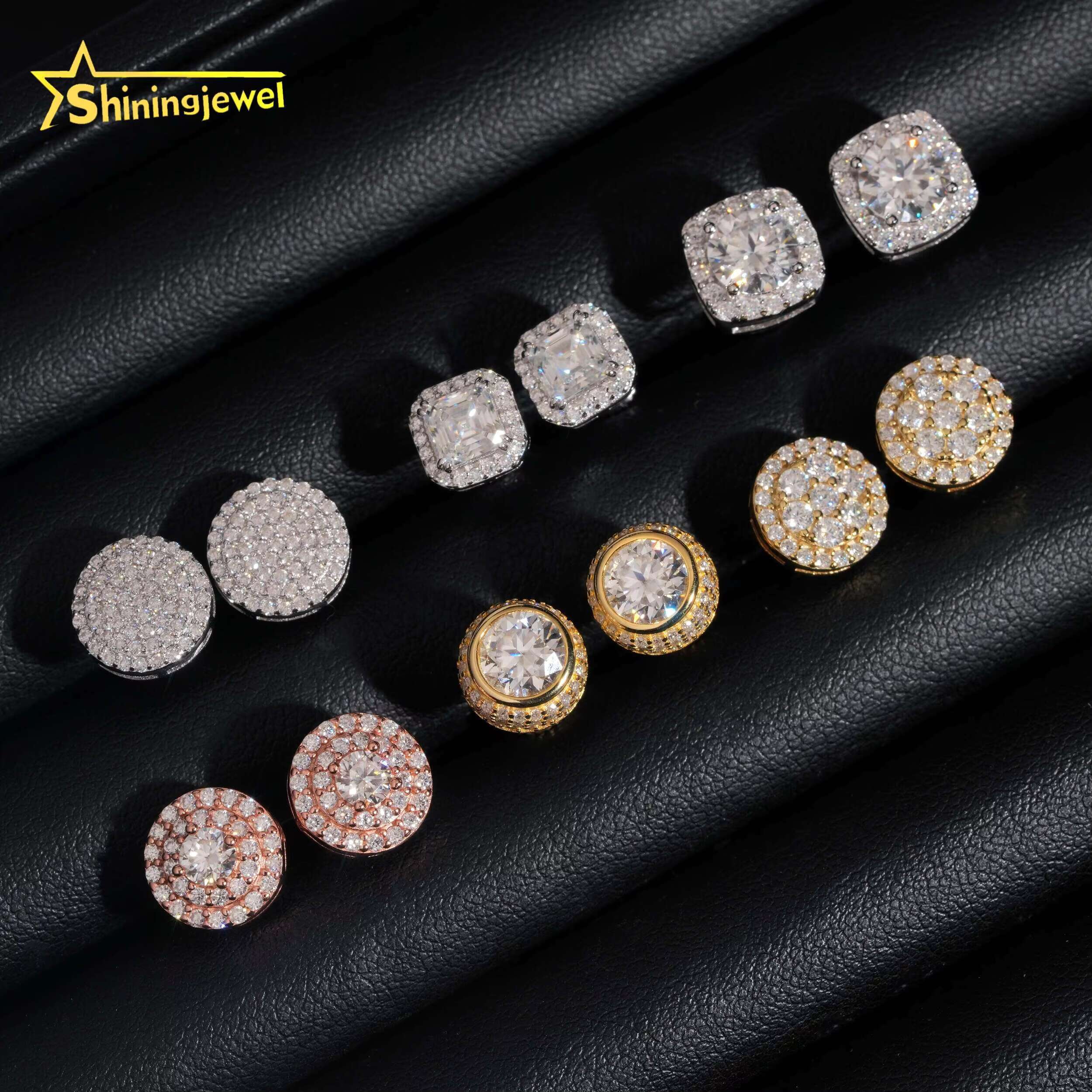 High Quality 925 Silver Men Women Stud Earrings Moissanite Fine Jewelry Hip Hop VVS D Color Moissanite Earrings Screw Back