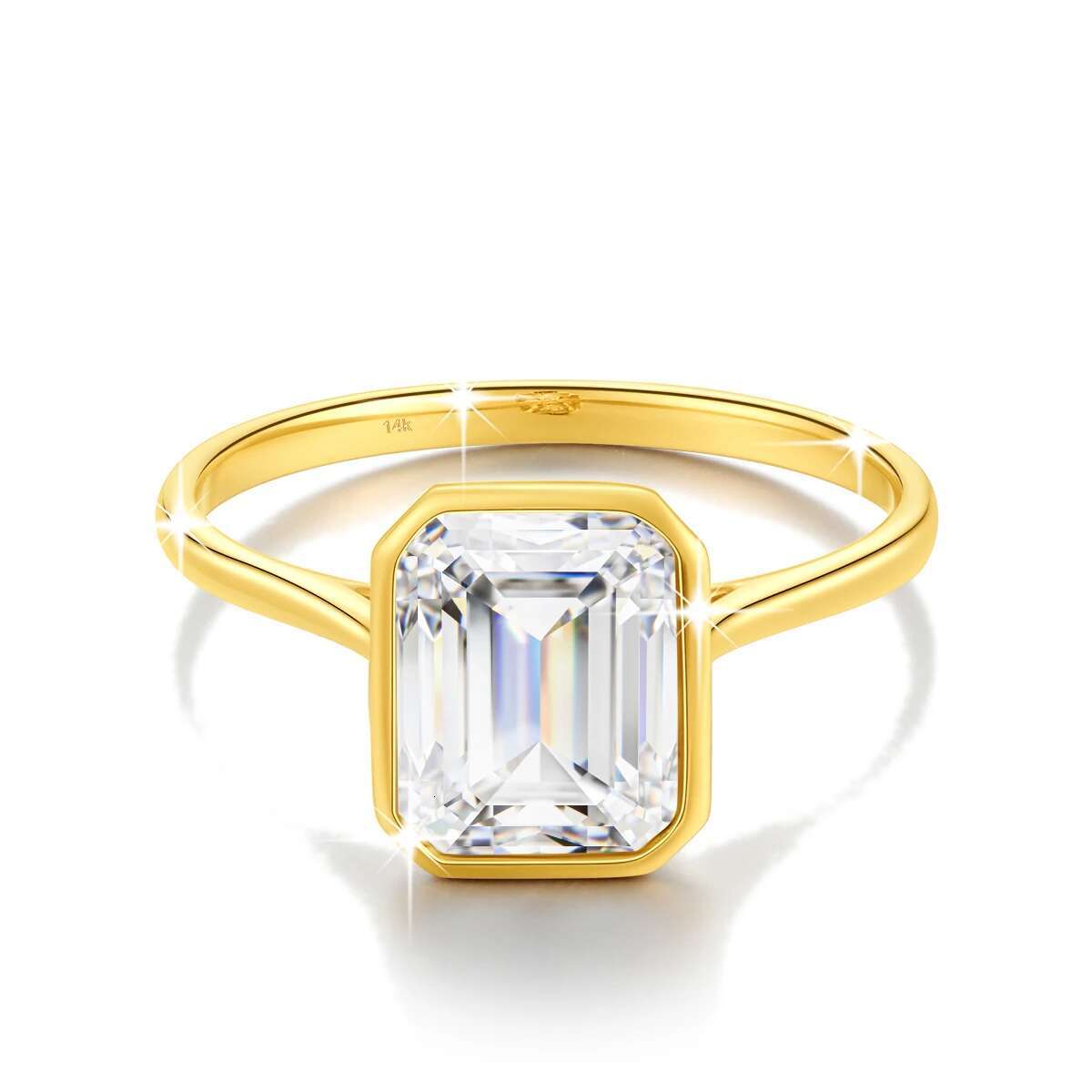 Emerald Cut Moissanite Ring 3CT for Women 14K Gold 100% Genuine Au585 Engagement Wedding Christmas Gifts Classsic