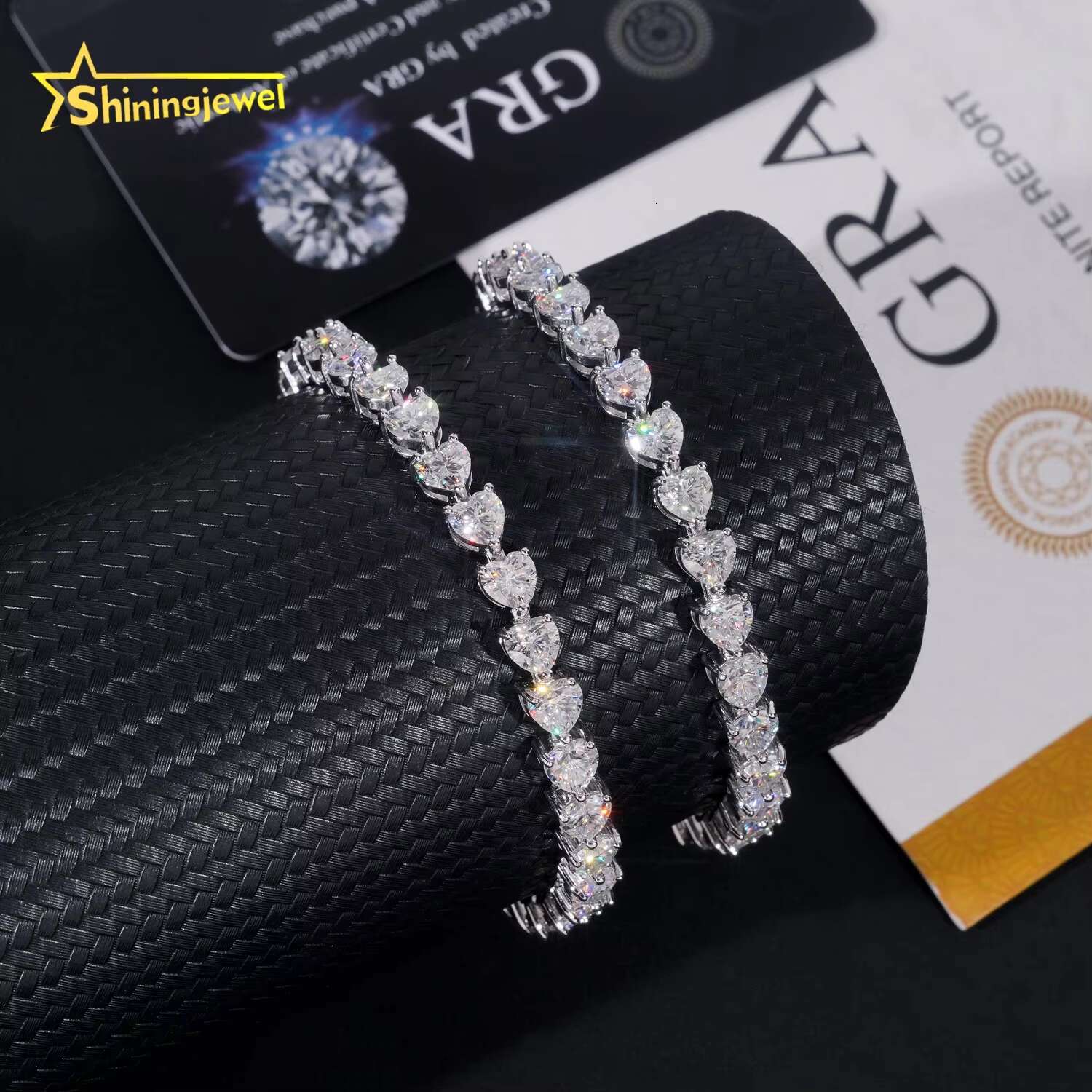 Trendy 925 Sterling Silver Heart Cut Moissanite Tennis Bracelet Iced Out Men Women Moissanite Bracelet Daily Wear