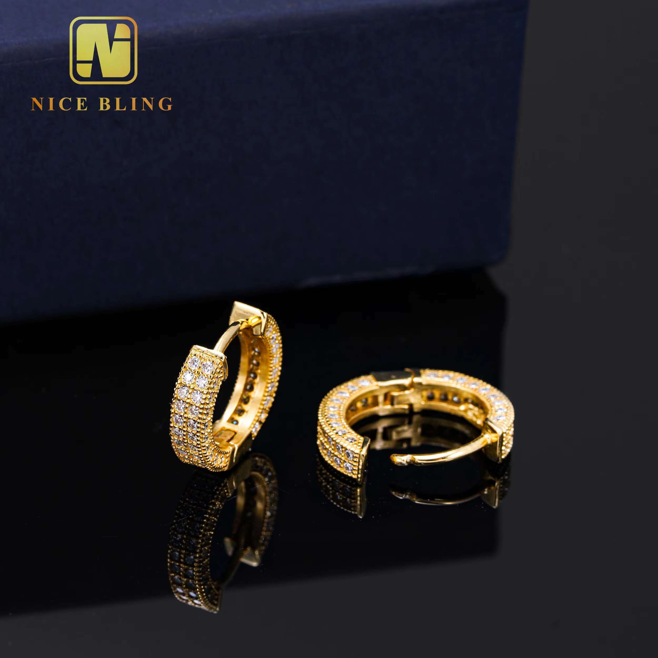 Fine Jewelry Hip Hop Earring 925 Sterling Silver Iced Out VVS Diamond Moissanite Hoop Earrings Ready to Ship