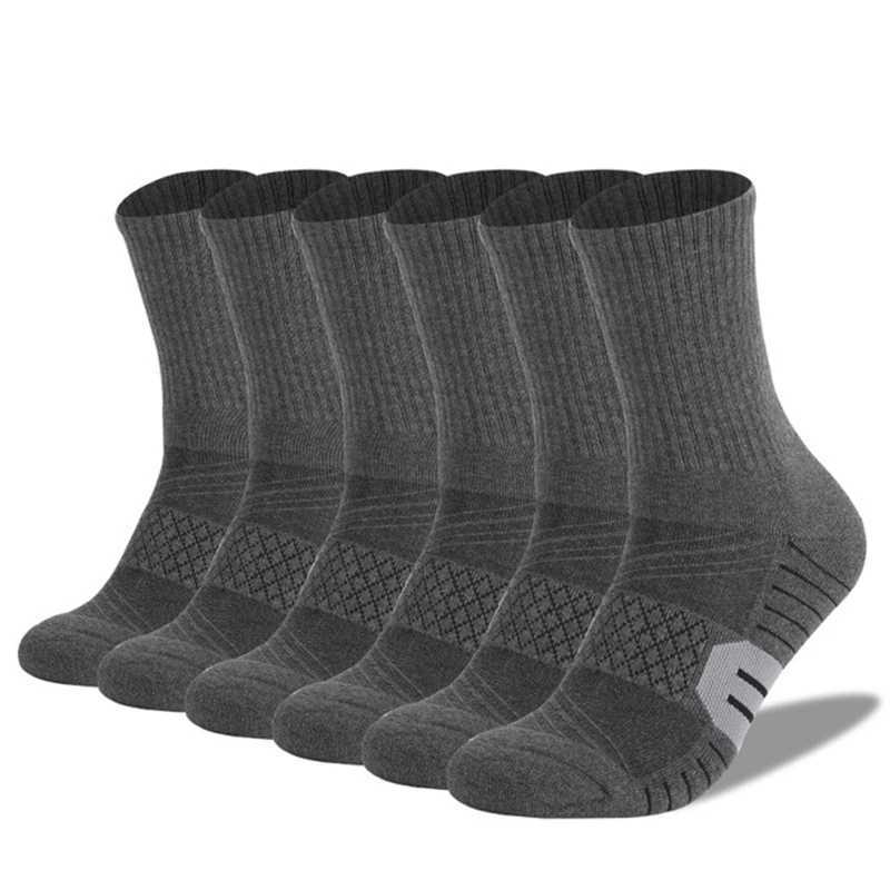 Urgot brand 6 pairs of outdoor sports mens socks thick hiking socks sweat absorbing running socks autumn and winter large sizes 47-50 Z250505