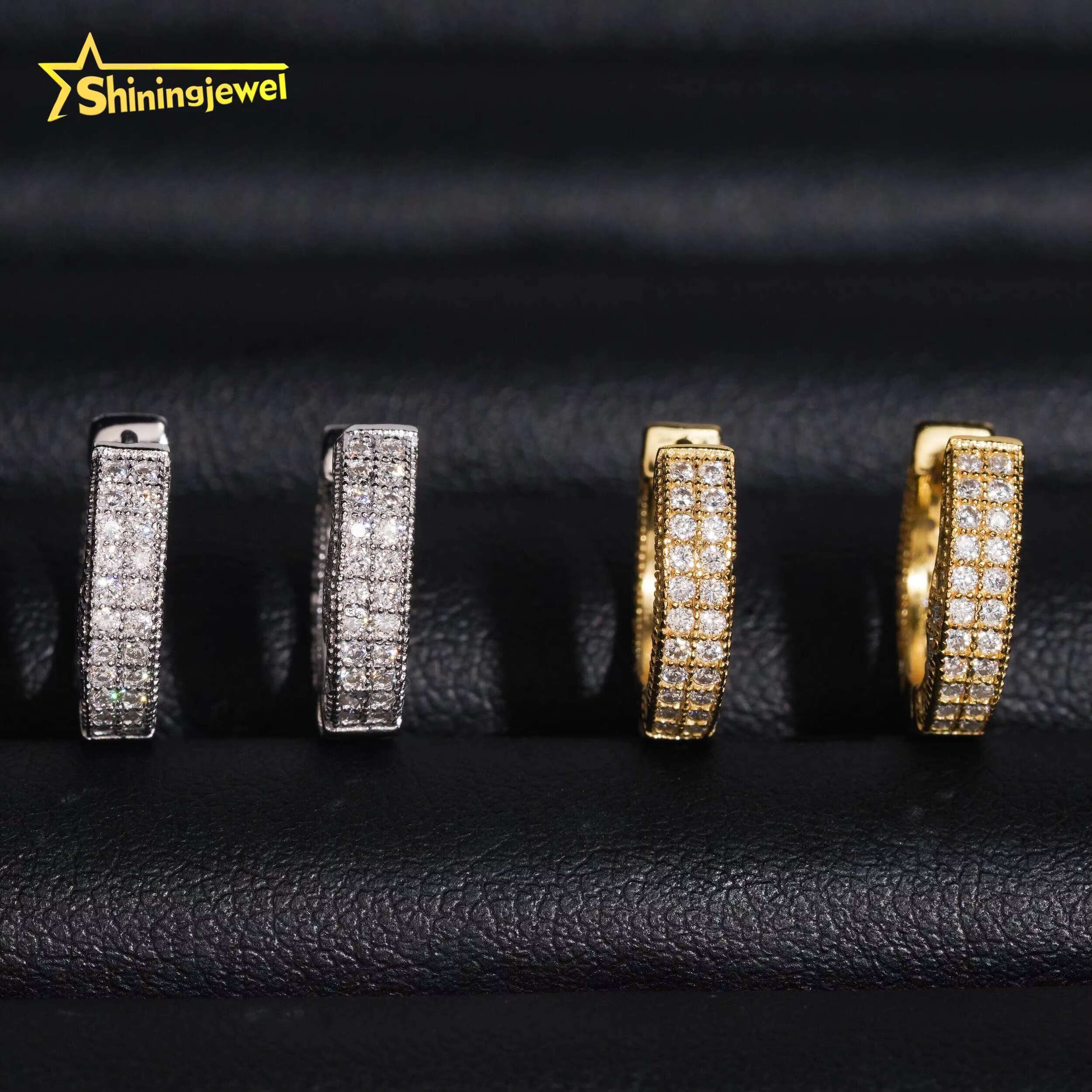 Luxury Jewelry Pass Diamond Tester Stocks 925 Sterling Silver Gold Plated Iced Out VVS Custom Diamond Moissanite Stud Earrings