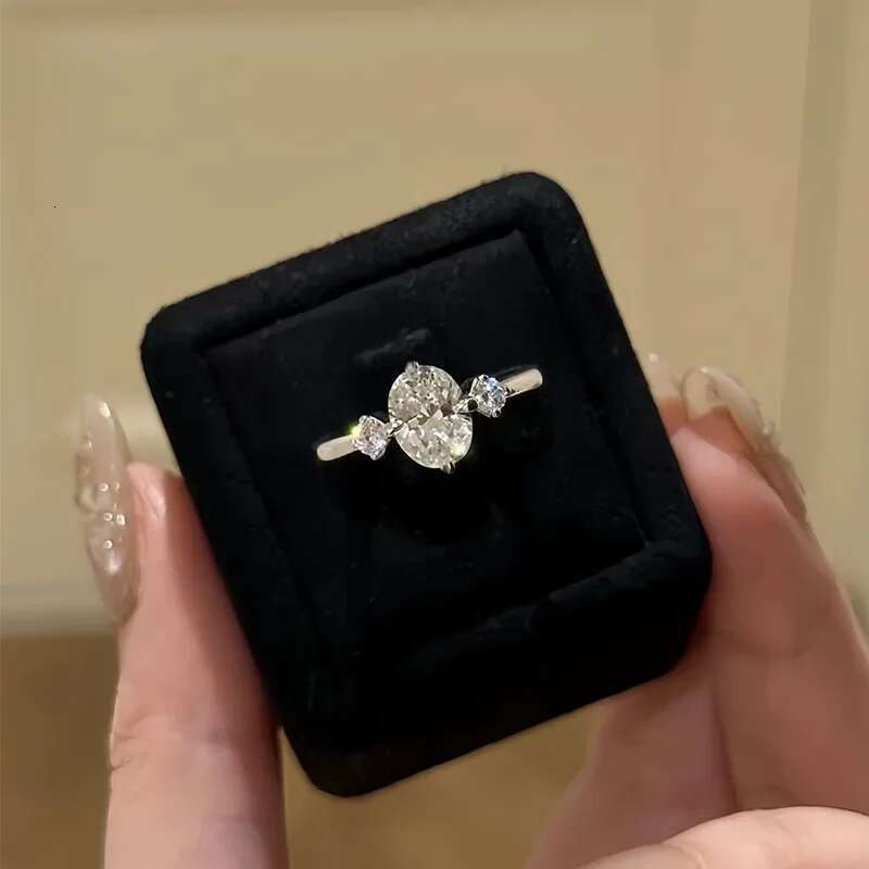 Charm Lab Diamond Ring 100% Real 925 Sterling Silver Engagement Wedding Band Rings for Women Bridal Promise Jewelry Gift