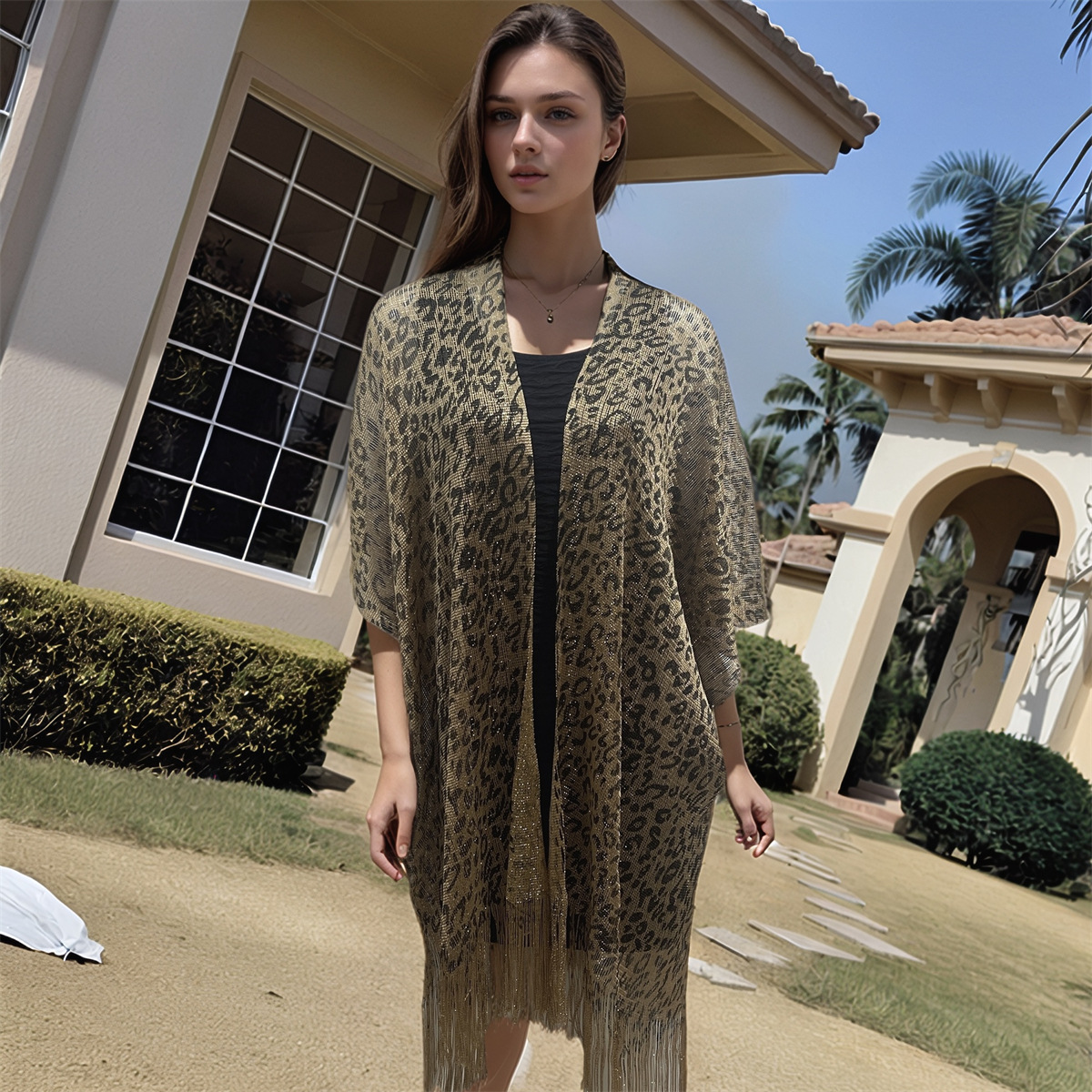 K628 European and American cross-border hot-selling spring and summer women's leopard zebra split shawl sunscreen beach towel medium and long