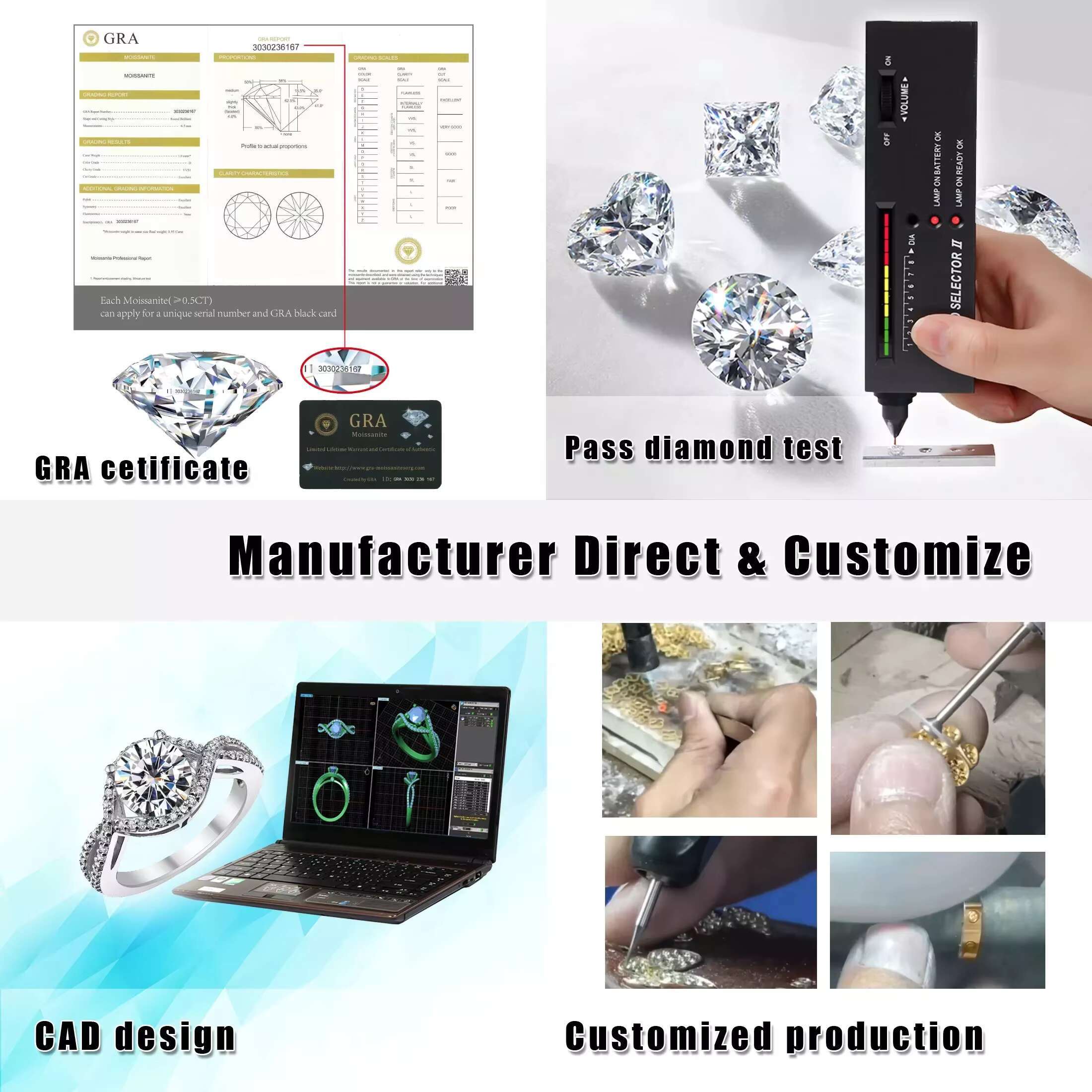 Factory Price 18k Gold Luxury Vvs Moissanite Diamond Jewelry Custom 925 Sterling Silver Stud Earrings