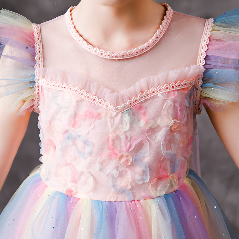 DISNEY Girls designer clothes Princess Elsa Little girl summer outfit rainbow fancy dress children's dress