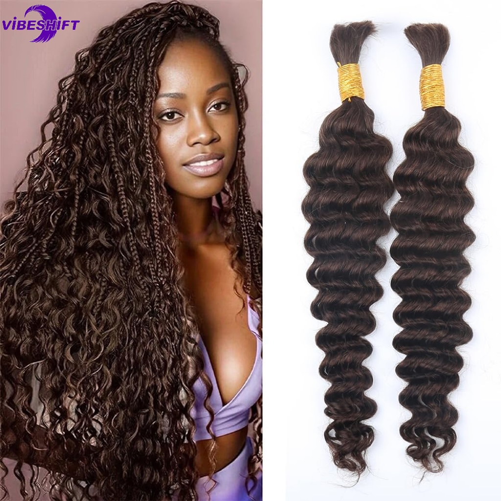 VIBESHIFT 14-24 Inch Hair Wigs Deep Water Wave Wig 100% Unprocessed Brazilian Virgin Hair Medium Brown 12A Grade for Women Everyday Style Brazilian Vi