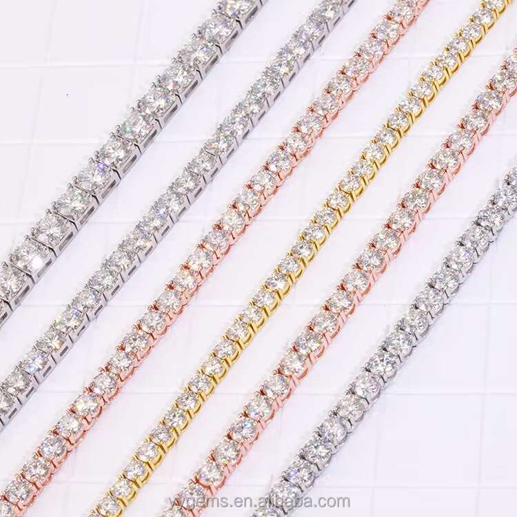 RTS Jewelry S925 Sliver 2mm 3mm 4mm 5mm 6.5mm Passed test Iced Out Moissanite GRA Certificate Tennis Chain Necklace