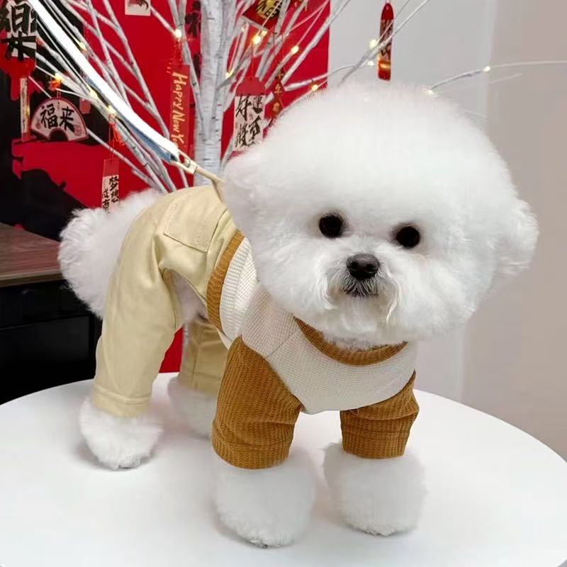 T00137 Dog clothes spring and summer Japanese workwear vest pet traction schnauzer bichon shiba inu trendy work jacket