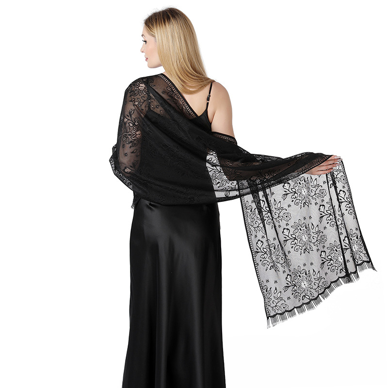 K620 Cross-border new tie-dyed flower lace scarf bride bridesmaid dress cheongsam dinner shawl female
