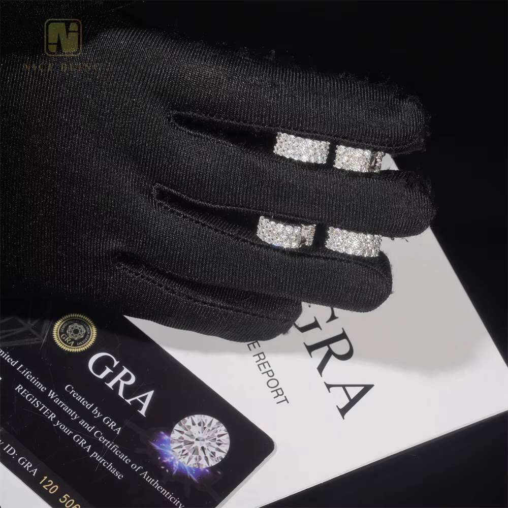 Iced Out Hoop Pass Diamond Tester Jewelry Ear Stud Moissanite Diamond Silver 925 VVS Moissanite Iced Out Stud Earring for Women