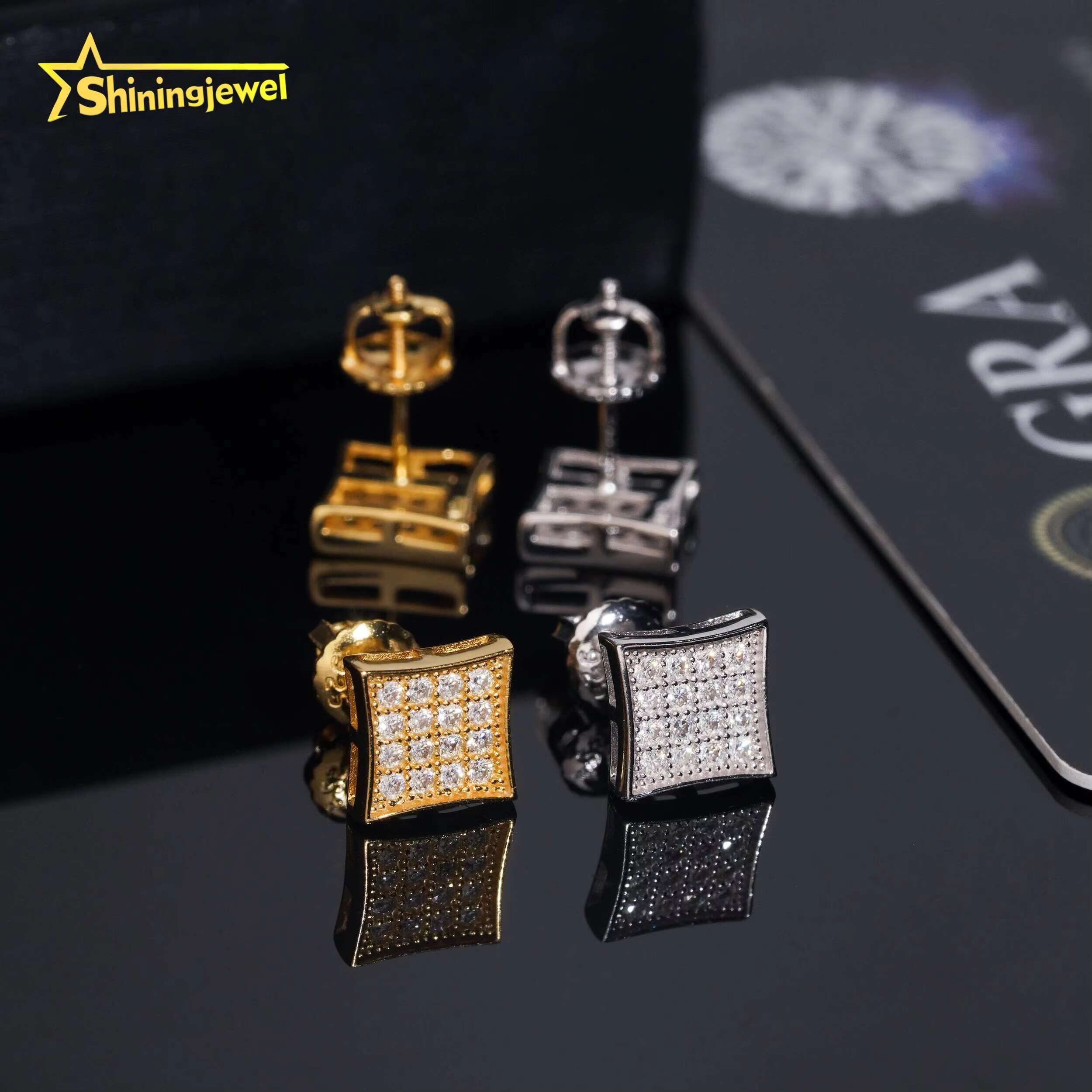 Factory Price 18k Gold Luxury Vvs Moissanite Diamond Jewelry Custom 925 Sterling Silver Stud Earrings