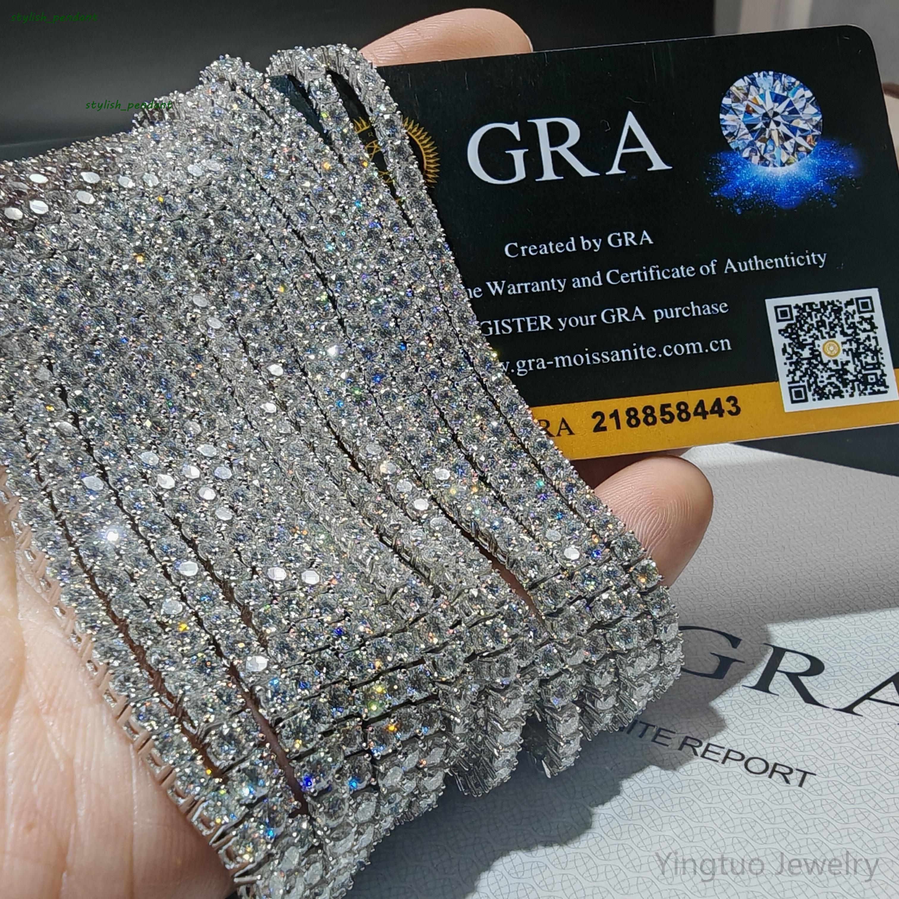 Luxury Moissanite Jewellery 2mm/3mm/4mm/5mm/6mm Thin 925 Sterling Silver Vvs Moissanite Tennis Bracelets with GRA