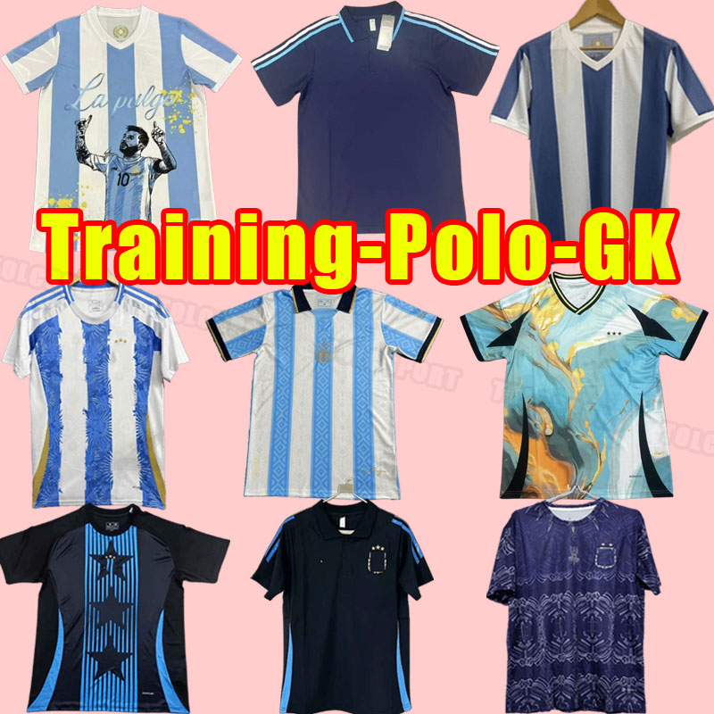 24 25 Argentina Soccer Jerseys DYBALA MESSIs 2024 2025 Fans Version LAUTARO MARTINEZ DI MARIA Football Shirt KUN AGUERO MARADONA POLO training goalkeeper red