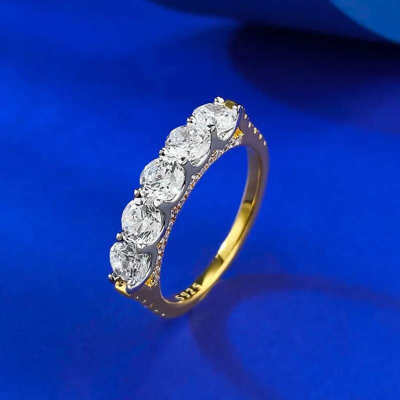 Eternity Lab Moissanite Diamond Ring 100% Real 925 Sterling Silver Engagement Wedding Band Rings for Women Promise Jewelry Gift