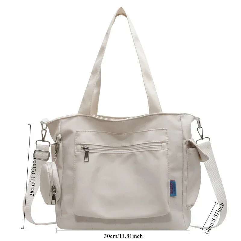 ddmy Unisex Large Capacity Tote with Coin Purse, College Style Middle School Student Schoolbag Casual Crossbody Shoulder Bag Purse,