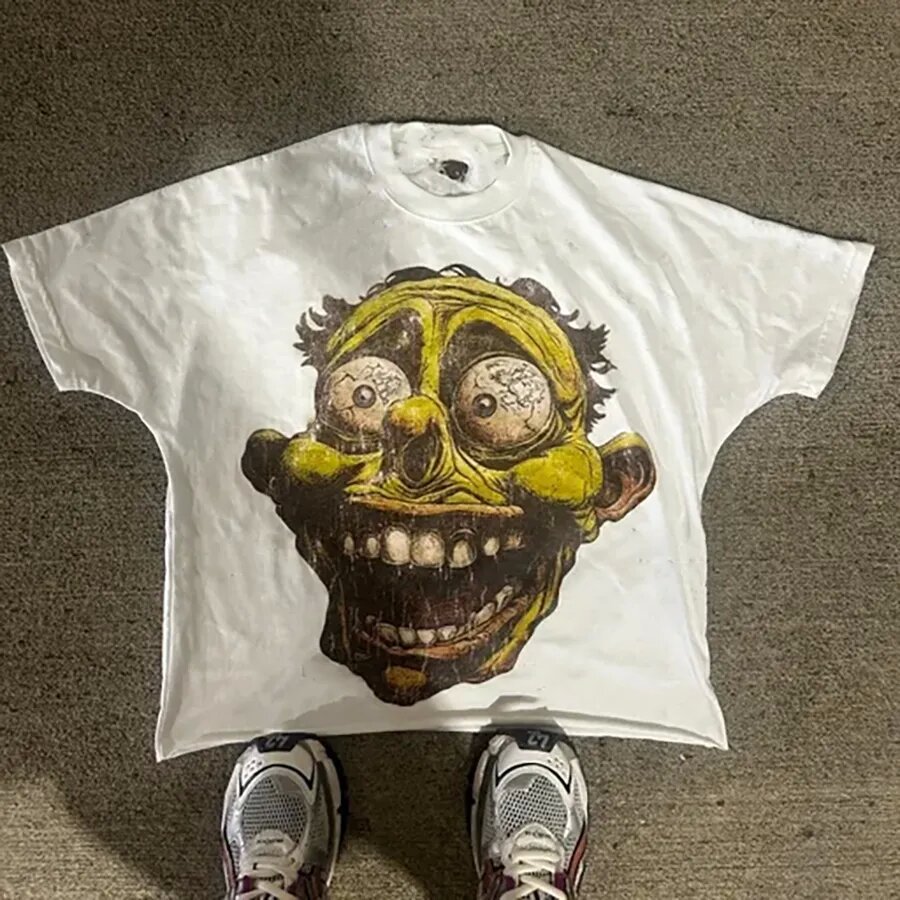 Men's T Shirts Y2K Harajuku Shirt Woman Tees Hip Hop Gothic Graphic Print Oversized Cotton Tshirt Punk Short Sleeved Streetwear Casual Tops