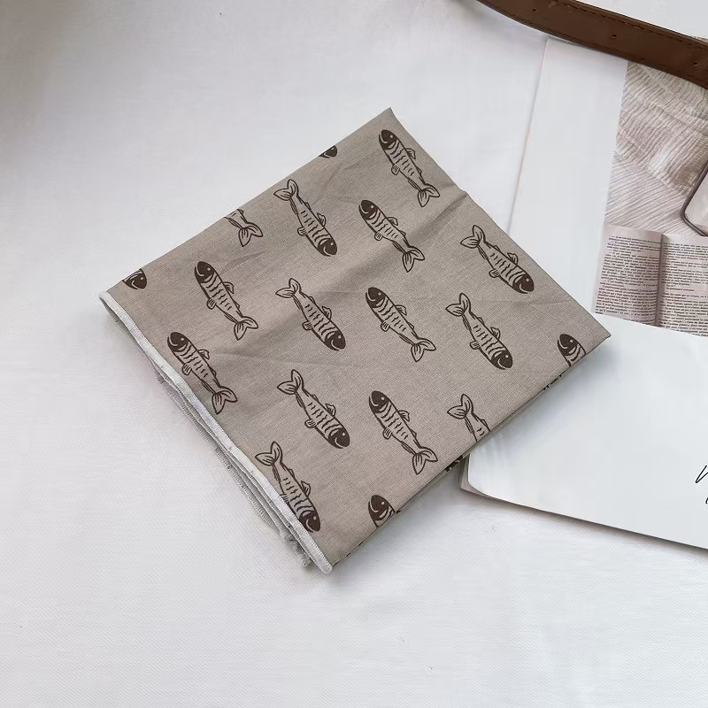 T634 printed cotton small square scarf for women in spring and summer Japanese style all-match student decorative scarf headscarf thin scarf