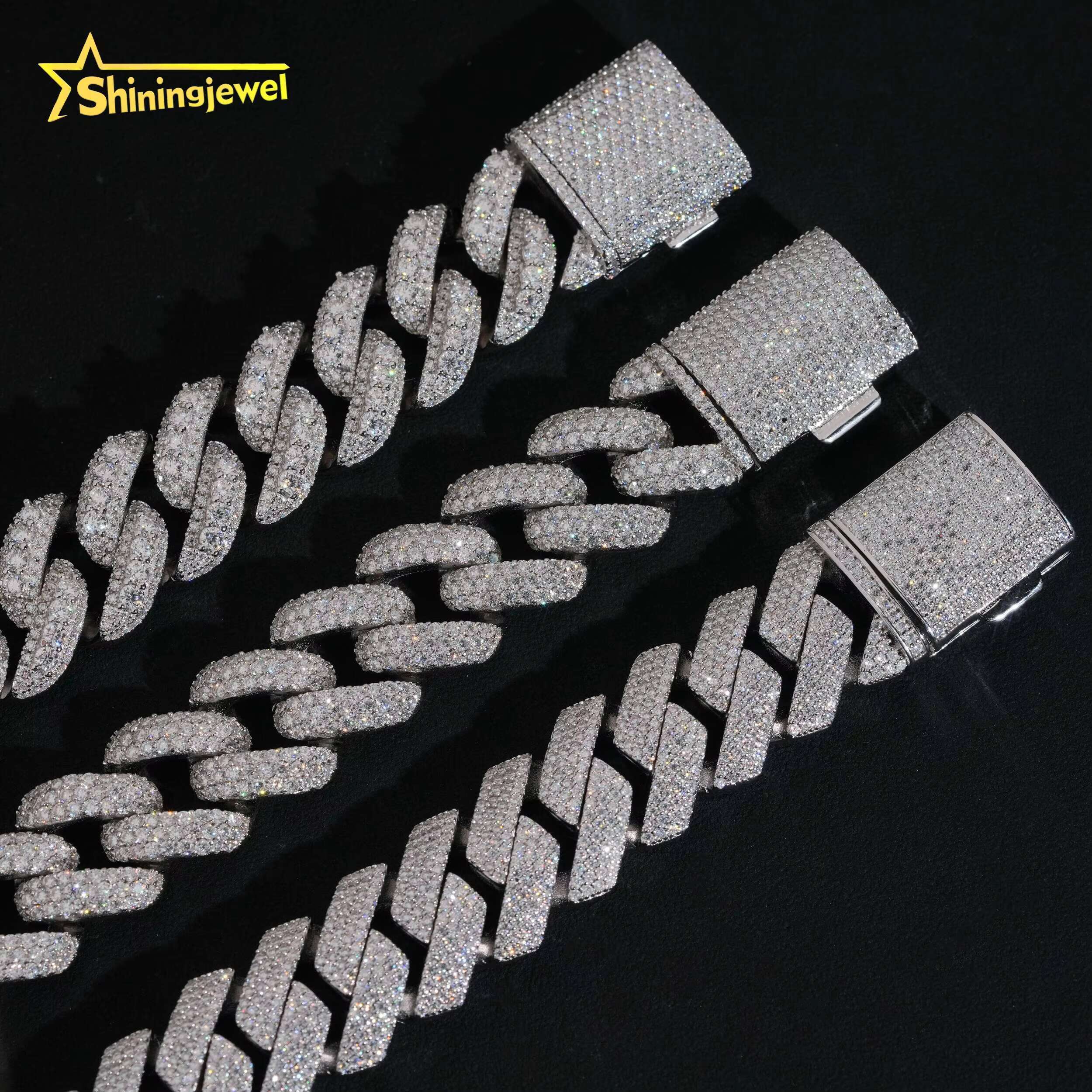 Mens Cuban Bracelet Sterling Silver 925 Luxury Gold Plated VVS GRA Moissanite Pass Diamond Test Hip Hop Cuban Link Chain