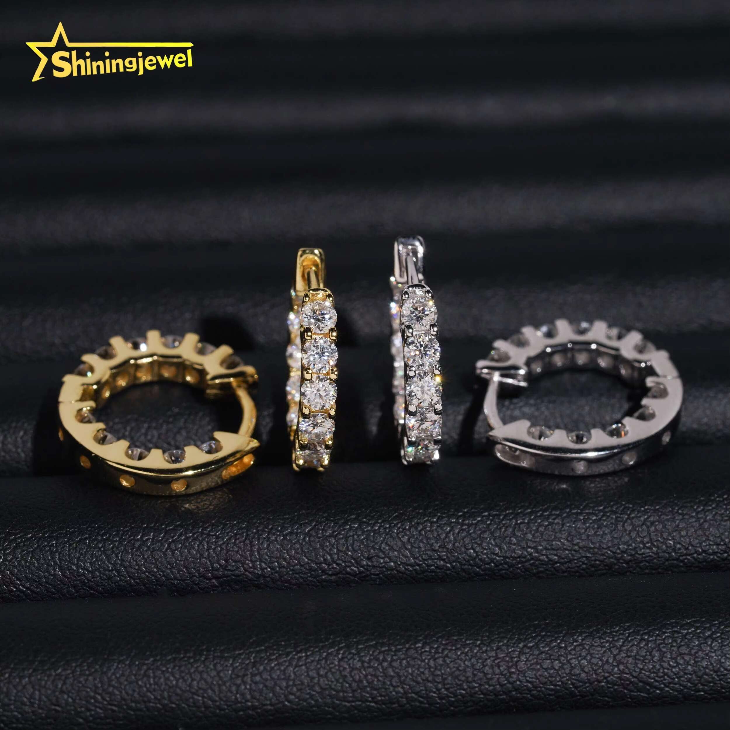 Pass Diamond Tester 925 Sterling Silver Hip Hop High Quality VVS D Color Moissanite Hoop Earrings