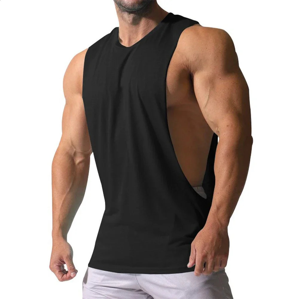Mens Summer Fitness Tank Top Men Jogging Bodybuilding Sleeveless Shirt Breathable O-Neck Casual Male Vest Clothing 250428