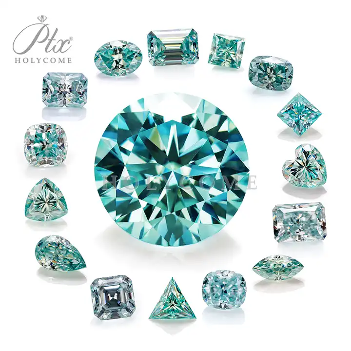 Wholesale Original Color Aqua Blue Tone Moissanite Various Shapes 0.1ct to 10ct High Quality Brilliant Cut VVS1 Clarity Loose Stones for Engagement Ri