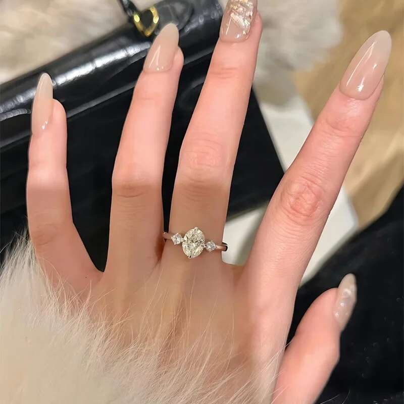 Charm Lab Diamond Ring 100% Real 925 Sterling Silver Engagement Wedding Band Rings for Women Bridal Promise Jewelry Gift