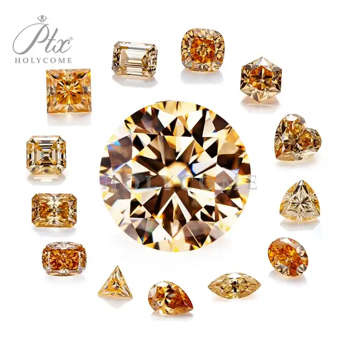 Wholesale Original Color Champagne Moissanite High Quality Brilliant Cut Various Shapes 0.1ct to 10ct VVS1 Clarity Loose Moissanite for Fashion Jewelr