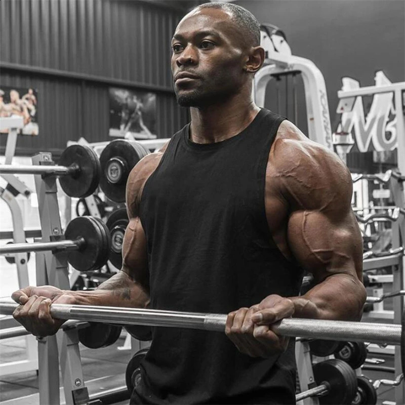 Mens bodybuilding clothing cotton vest flat top gym fitness sleeveless underwear casual and fashionable exercise muscle single piece 250430Z