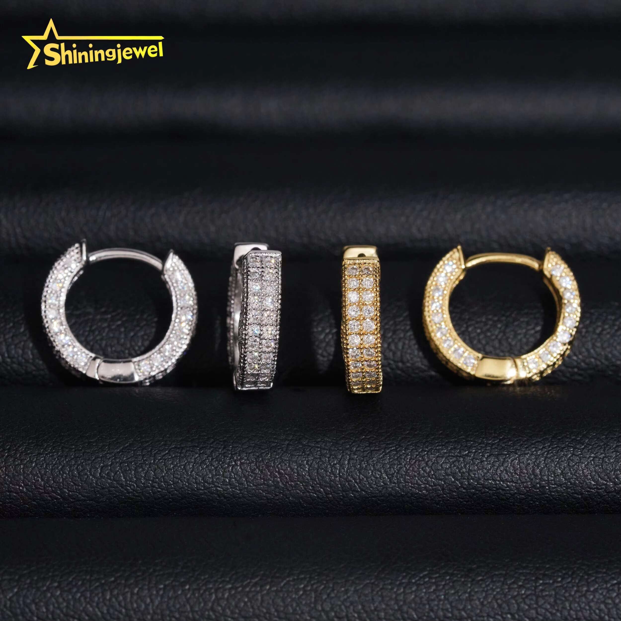 Luxury Jewelry Pass Diamond Tester Stocks 925 Sterling Silver Gold Plated Iced Out VVS Custom Diamond Moissanite Stud Earrings