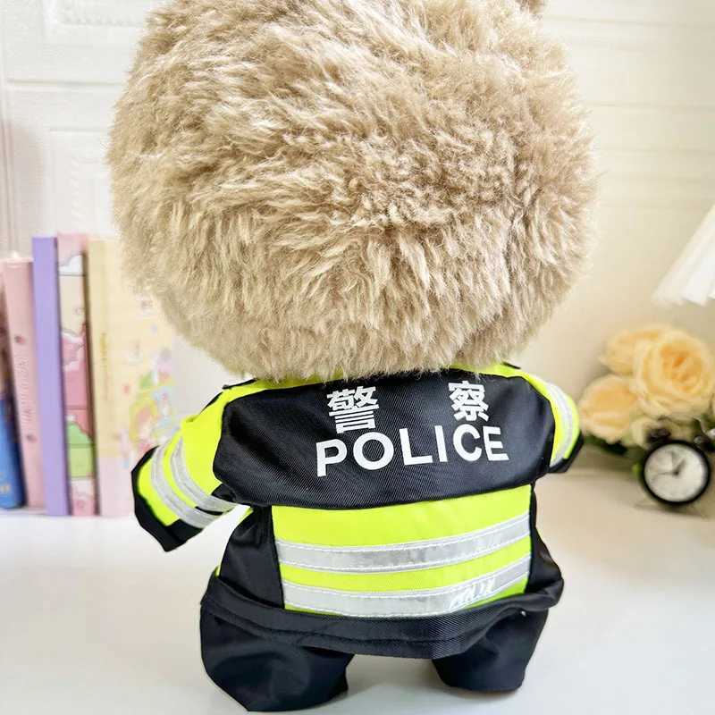 Free shipping 38cm Monster Labubu Plush Traffic Police Transport Uniform Set Cool Cute Doll Clothing Accessories