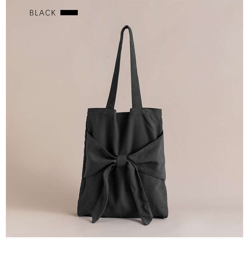Bowtie Tote Artistic Single Shoulder Women's Student Canvas Bag, Niche Design, Large Capacity Handbag