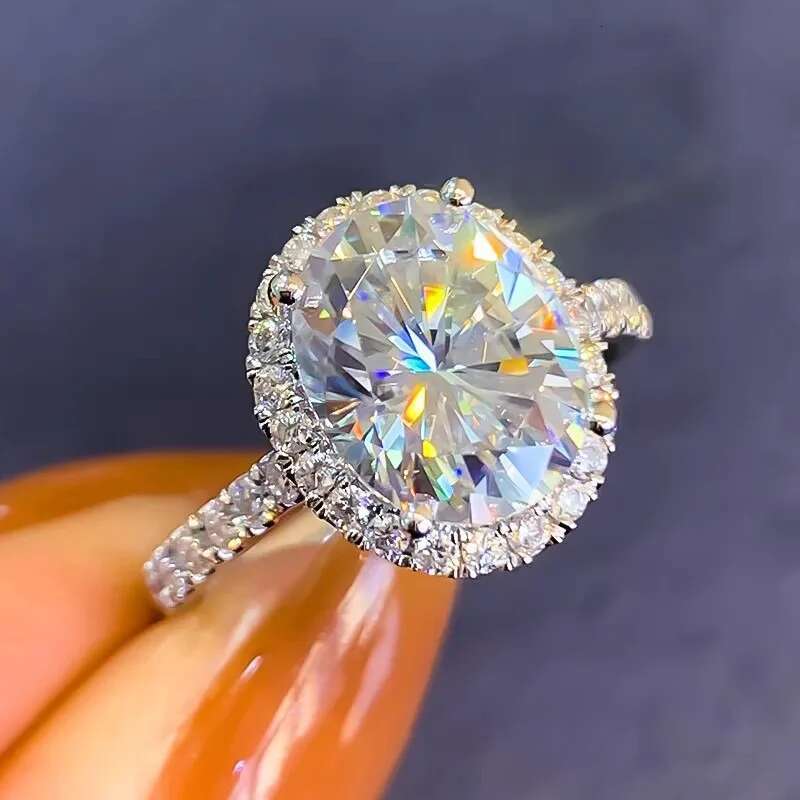 Houtros 2 Carat Oval Moissanite Rings For Women 925 Sterling Silver Sparkling Bridal Wedding Band Fine Jewelry Certificated