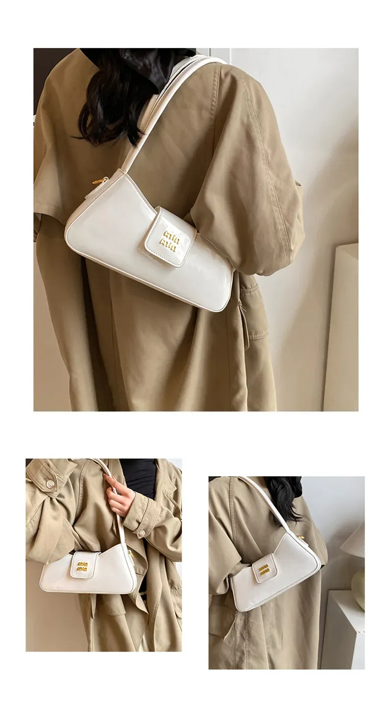 hot free shipping designer shoulder bags new casual handbag fashionable patent leather black Underarm bag for women