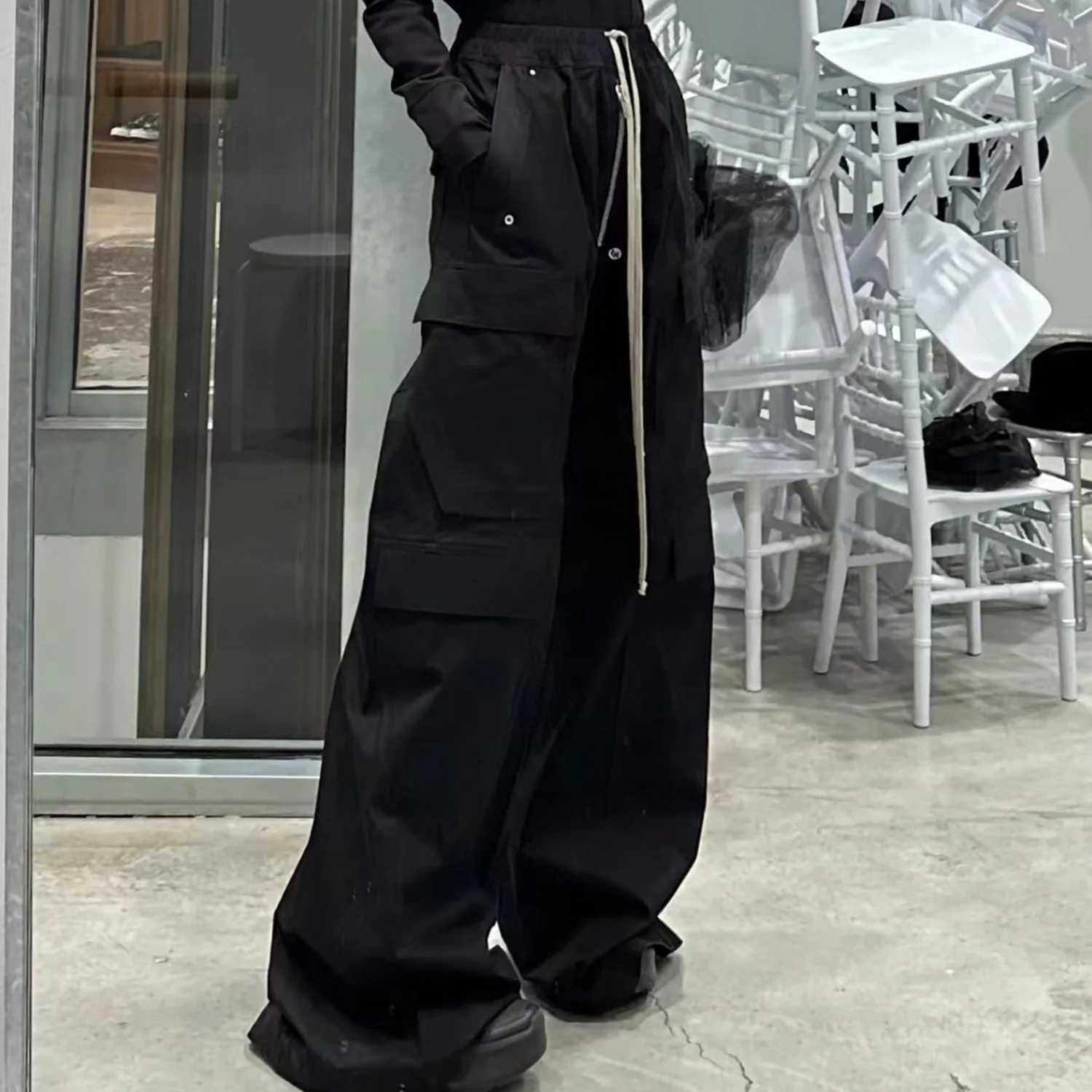 Owen Seak Mens Cargo Pants Casual Loose Gothic Mens Trouser Autumn High Street Black Pants Size XL W250505