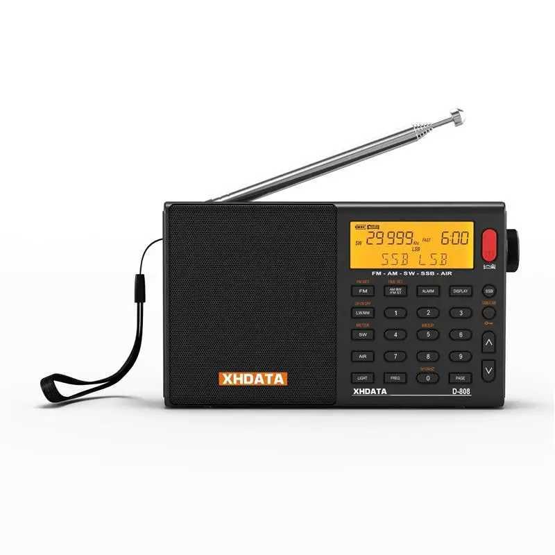 US/EU D-808 portable radio AM/FM/SW/MW/LW SSB Air RDS radio speaker with LCD display alarm clock stereo radio D808. X2505051